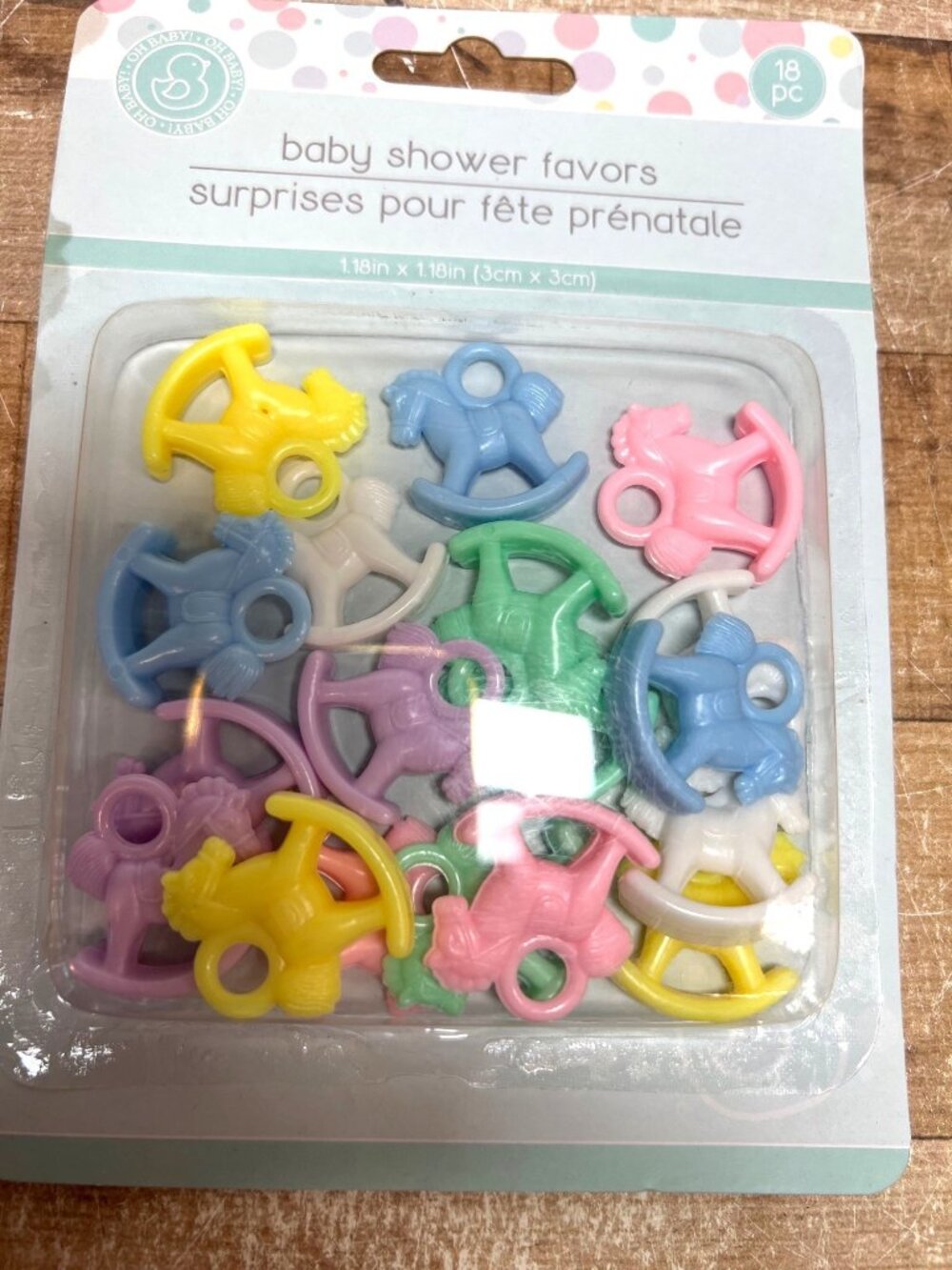 Baby Shower Favors Rocking Horse Decorations 18-Piece Pastel Colors Plastic Set